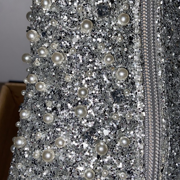 Jessica Simpson Silver Starlite chunky heel glitter booties size 10 NIB - Picture 5 of 10